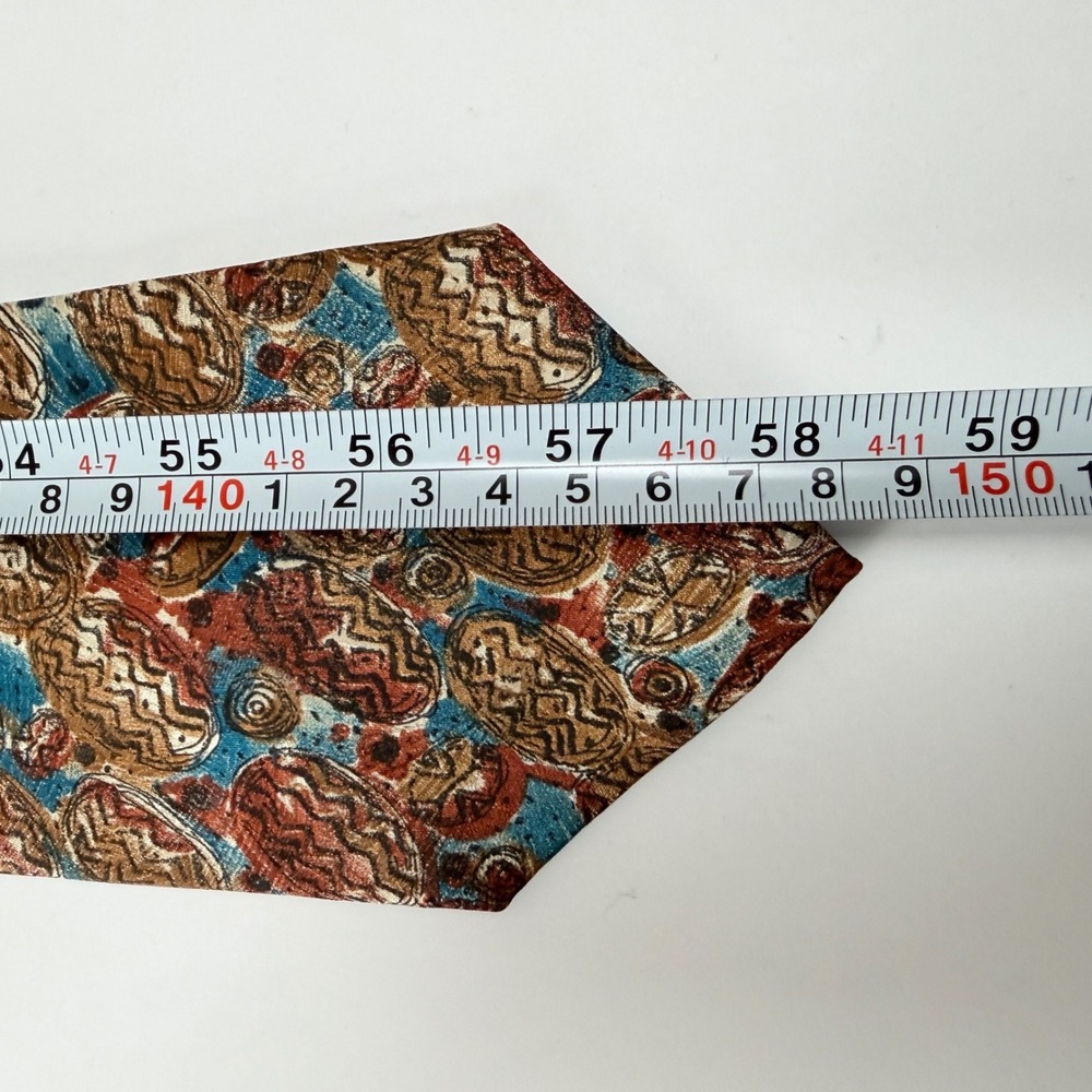 Vintage Saks Fifth Avenue Multicolor Abstract Geometric Silk Tie USA - Picture 8 of 8